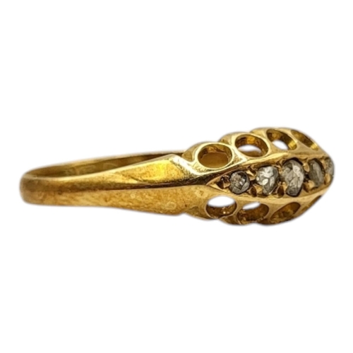 58 - W.H. TANDY & SONS, A LATE VICTORIAN 18CT YELLOW GOLD AND DIAMOND, HALLMARKED CHESTER, 1900
Having fi... 