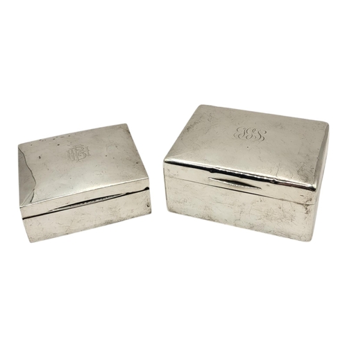 63 - GIBSON & CO. LTD, A GEORGE V SILVER CIGARETTE BOX, HALLMARKED LONDON, 1920. TOGETHER WITH ANOTHER SI... 