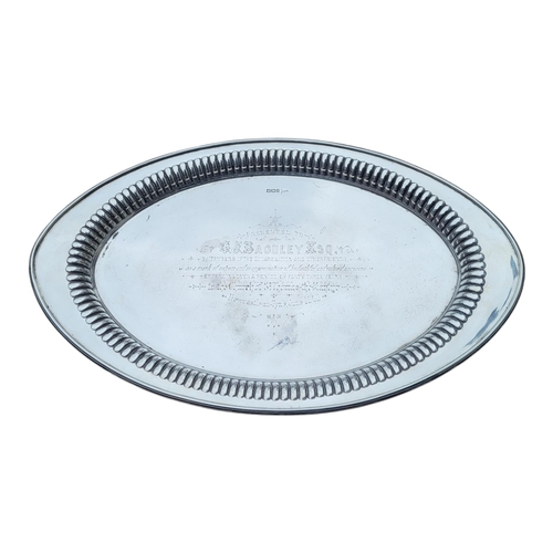 9 - WALKER & HALL, A LATE VICTORIAN SILVER TRAY, HALLMARKED SHEFFIELD, 1899
Having fluted inner walls wi... 