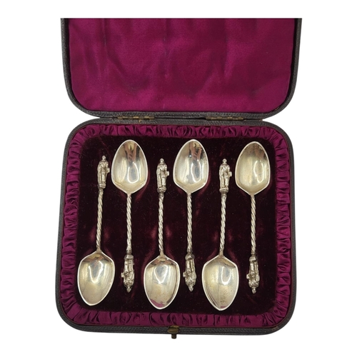 97 - CHARLES STUART HARRIS, A CASED SET OF SIX VICTORIAN SILVER APOSTLE TEASPOONS, HALLMARKED LONDON, 188... 