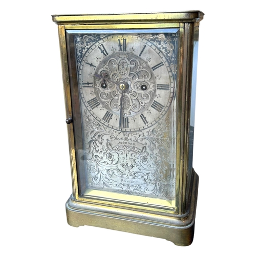 421 - JOHN JOHNSON, PRESTON, A LARGE SCARCE 19TH CENTURY FOUR GLASS TWIN FUSÈE CLOCK
Having a silvered dia... 