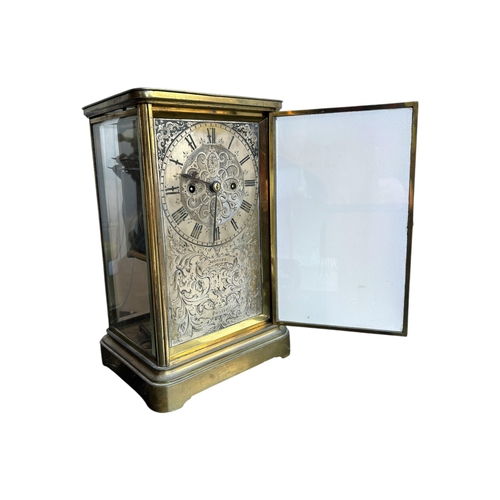 421 - JOHN JOHNSON, PRESTON, A LARGE SCARCE 19TH CENTURY FOUR GLASS TWIN FUSÈE CLOCK
Having a silvered dia... 