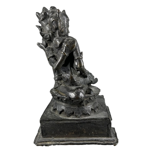 423 - AN UNUSUAL LATE 19TH CENTURY OR EARLIER INDIAN BRONZE FIGURAL GROUP DEPICTING SHIVA & PARVATI, PROBA... 