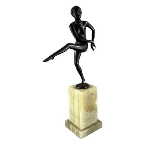 425 - OTTO HAFENRICHTER, AUSTRIA, 20TH CENTURY ART DECO BRONZE FIGURE, DEPICTING A DANCING GIRL
Mounted on... 