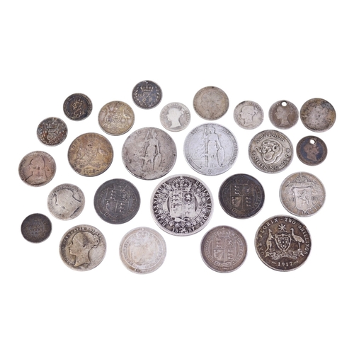 323 - COLLECTION OF TWENTY FIVE 19TH CENTURY & LATER SILVER COINS, comprising 1887 half-crown, 2 x Edward ... 