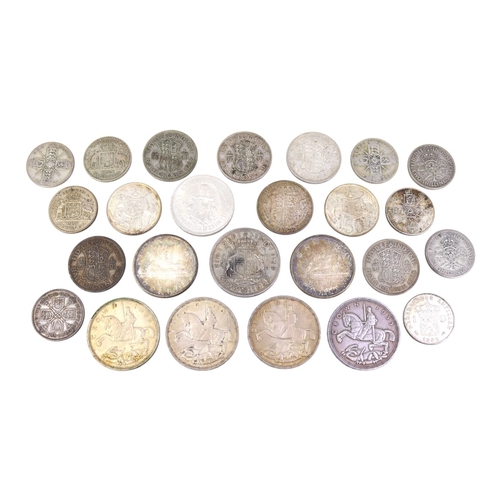 324 - COLLECTION OF TWENTY FIVE 20TH CENTURY BRITISH, COMMONWEALTH AND OTHERS HALF SILVER COINS, comprisin... 