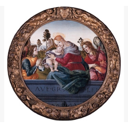 569 - HISTORICAL INTEREST, ONCE HOUSE FILIPPINO LIPPI, THE MADONNA AND CHILD WITH TWO ANGELS, A LARGE DECO... 