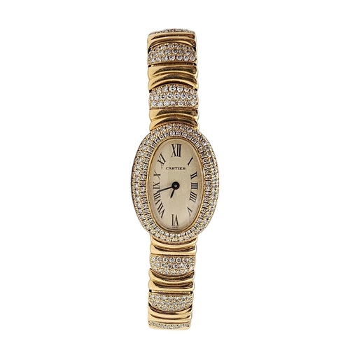 1 - CARTIER, FINE LADIES’ 18CT YELLOW GOLD AND DIAMOND BAIGNOIRE JOAILLERIE BRACELET WRISTWATCH
Ref: 196... 