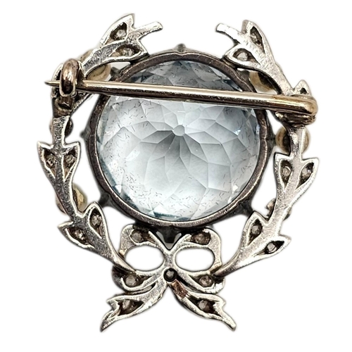 27 - A 19TH CENTURY YELLOW AND WHITE METAL DIAMOND AND CRYSTAL MARQUISE RING, TOGETHER WITH WHITE METAL B... 