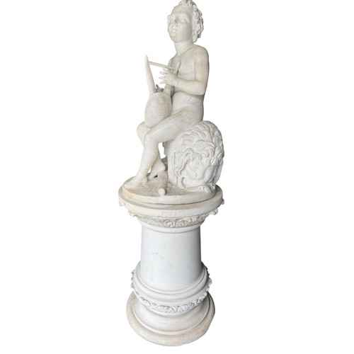 174 - A LARGE & IMPRESSIVE 19TH CENTURY ITALIAN GRAND TOUR MARBLE SCULPTURE OF A YOUNG HERCULES 
Seated on... 