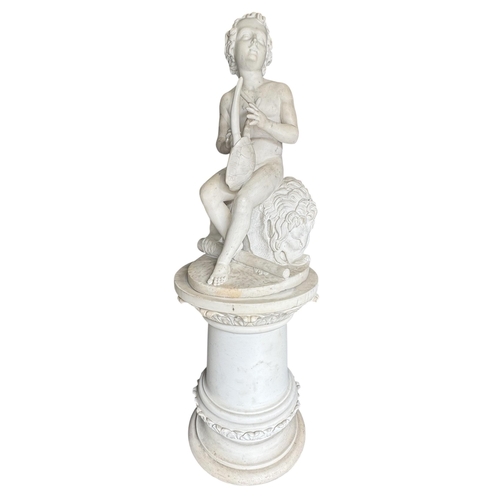 174 - A LARGE & IMPRESSIVE 19TH CENTURY ITALIAN GRAND TOUR MARBLE SCULPTURE OF A YOUNG HERCULES 
Seated on... 