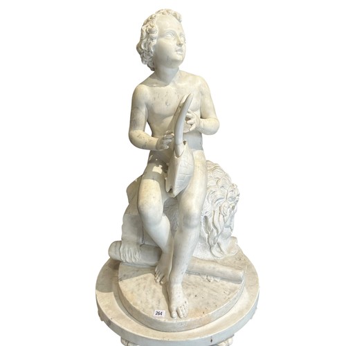 174 - A LARGE & IMPRESSIVE 19TH CENTURY ITALIAN GRAND TOUR MARBLE SCULPTURE OF A YOUNG HERCULES 
Seated on... 