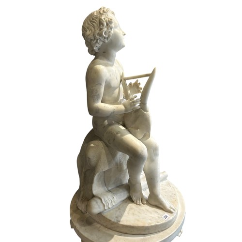 174 - A LARGE & IMPRESSIVE 19TH CENTURY ITALIAN GRAND TOUR MARBLE SCULPTURE OF A YOUNG HERCULES 
Seated on... 