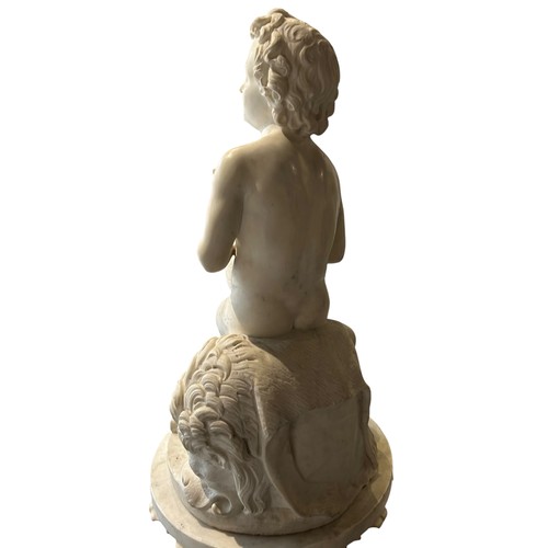 174 - A LARGE & IMPRESSIVE 19TH CENTURY ITALIAN GRAND TOUR MARBLE SCULPTURE OF A YOUNG HERCULES 
Seated on... 