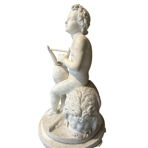 174 - A LARGE & IMPRESSIVE 19TH CENTURY ITALIAN GRAND TOUR MARBLE SCULPTURE OF A YOUNG HERCULES 
Seated on... 