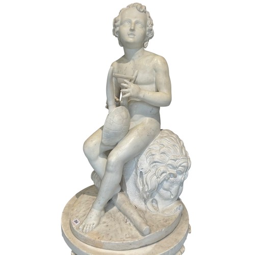 174 - A LARGE & IMPRESSIVE 19TH CENTURY ITALIAN GRAND TOUR MARBLE SCULPTURE OF A YOUNG HERCULES 
Seated on... 