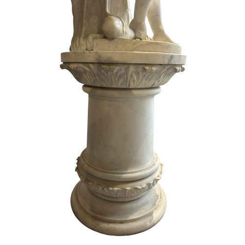 174 - A LARGE & IMPRESSIVE 19TH CENTURY ITALIAN GRAND TOUR MARBLE SCULPTURE OF A YOUNG HERCULES 
Seated on... 