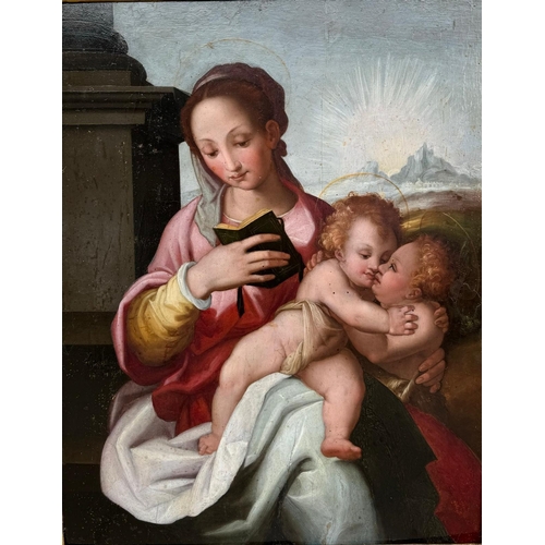 A 16TH CENTURY ITALIAN RENAISSANCE OIL ON PANEL Madonna and child with ...