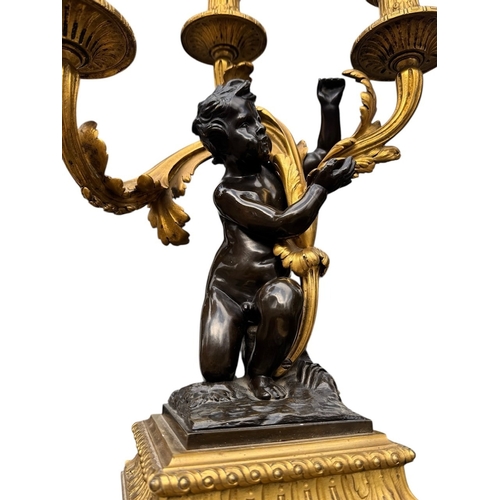 172 - AFTER THE MODEL BY PHILIPPE CAFFIERI, A FINE PAIR OF LATE 18TH CENTURY FRENCH LOUIS XV GILT ORMOLU A... 