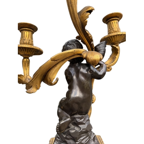 172 - AFTER THE MODEL BY PHILIPPE CAFFIERI, A FINE PAIR OF LATE 18TH CENTURY FRENCH LOUIS XV GILT ORMOLU A... 