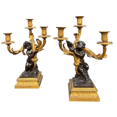 172 - AFTER THE MODEL BY PHILIPPE CAFFIERI, A FINE PAIR OF LATE 18TH CENTURY FRENCH LOUIS XV GILT ORMOLU A... 