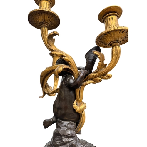 172 - AFTER THE MODEL BY PHILIPPE CAFFIERI, A FINE PAIR OF LATE 18TH CENTURY FRENCH LOUIS XV GILT ORMOLU A... 