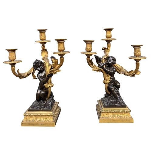 172 - AFTER THE MODEL BY PHILIPPE CAFFIERI, A FINE PAIR OF LATE 18TH CENTURY FRENCH LOUIS XV GILT ORMOLU A... 