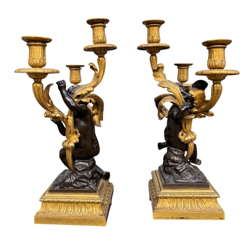 172 - AFTER THE MODEL BY PHILIPPE CAFFIERI, A FINE PAIR OF LATE 18TH CENTURY FRENCH LOUIS XV GILT ORMOLU A... 