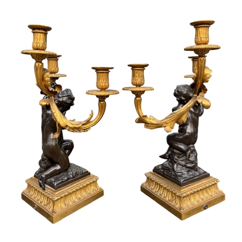 172 - AFTER THE MODEL BY PHILIPPE CAFFIERI, A FINE PAIR OF LATE 18TH CENTURY FRENCH LOUIS XV GILT ORMOLU A... 