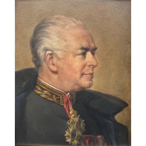 215 - ALFRED SCHOLLAERT, BELGIAN, 1905 - 1987, MID 20TH CENTURY OIL ON BOARD
Portrait study of a gentleman... 