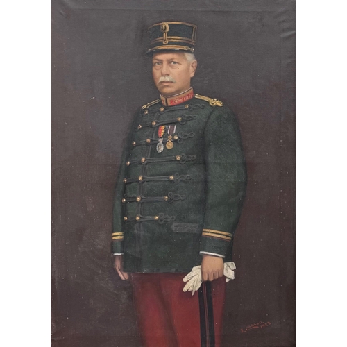 210 - E. CRACCO, A LARGE EARLY 20TH CENTURY CONTINENTAL OIL ON CANVAS, PORTRAIT OF A MILITARY OFFICER In u... 