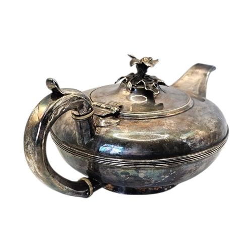506 - PATRICK LOUGHLIN, A 19TH CENTURY WILLIAM IV IRISH SILVER TEAPOT
Hallmarked Dublin, 1835, wide compre... 