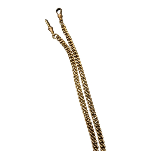 511 - BENJAMIN HENRY BRITTON & SONS, SCARCE 19TH CENTURY VICTORIAN 9CT GOLD CURB LINK T BAR ALBERT CHAIN
H... 