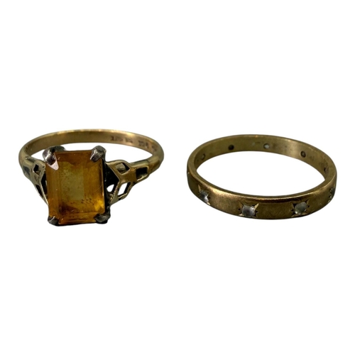 529 - HENRY GRIFFITH & SONS LTD, A 20TH CENTURY 9CT GOLD, SILVER AND CITRINE RING
Together with another 9c... 