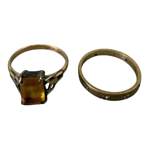 529 - HENRY GRIFFITH & SONS LTD, A 20TH CENTURY 9CT GOLD, SILVER AND CITRINE RING
Together with another 9c... 