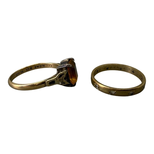 529 - HENRY GRIFFITH & SONS LTD, A 20TH CENTURY 9CT GOLD, SILVER AND CITRINE RING
Together with another 9c... 