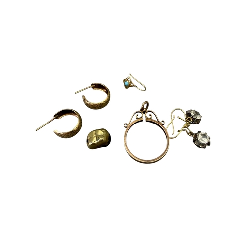 535 - A PAIR OF 20TH CENTURY 9CT GOLD AND QUARTZ EARRINGS
Together with a 9ct gold pendant mount for a ful... 