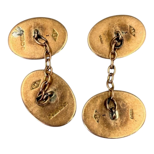 537 - ROTHERHAM & SONS LTD, A PAIR OF GEORGE V 9CT ROSE GOLD CUFFLINKS
Hallmarked Birmingham, 1919, both s... 