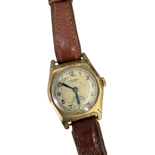 539 - J.W. BENSON, LONDON, A GEORGE VI 9CT GOLD CASED GENTLEMAN’S WRISTWATCH
Hallmarked Birmingham, 1947, ... 