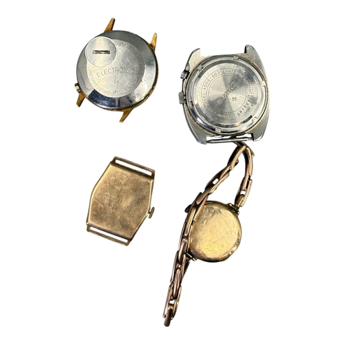 545 - TWO 9CT GOLD CASED WRISTWATCHES
Together with a Matthey Doret watch and a Seiko watch. 
(gold watche... 