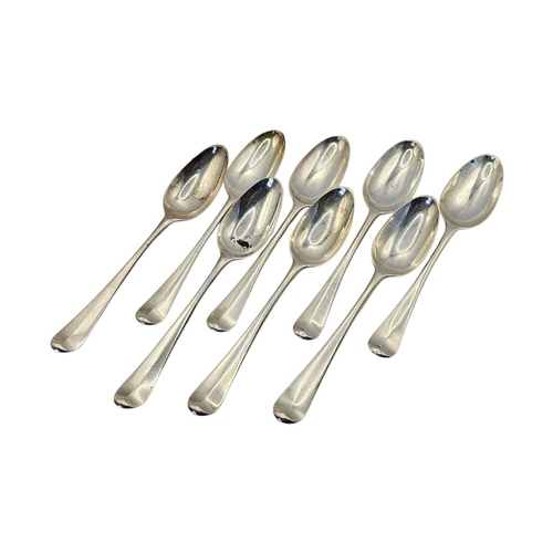 548 - PHILIP ROKER II, A SET OF EIGHT MID 18TH CENTURY GEORGE II SILVER DINNER SPOONS
Hallmarked London, 1... 