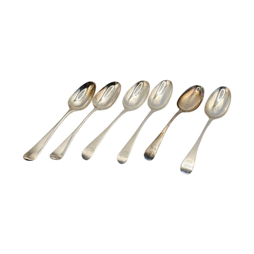 550 - PHILIP ROKER II, FOUR 18TH CENTURY GEORGE I/GEORGE II SILVER DESSERT SPOONS
Hallmarked London, 1727,... 