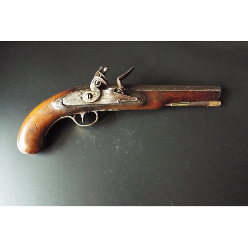 Flintlock officers pistol, circa 1800. A large pistol with a full ...