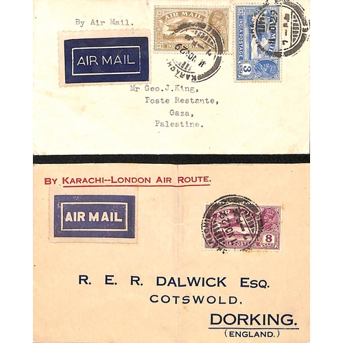 101 - 1929 (Nov 4-11) Covers all bearing 1929 Air stamps, from Calcutta or Karachi, flown to Baghdad, Gaza... 