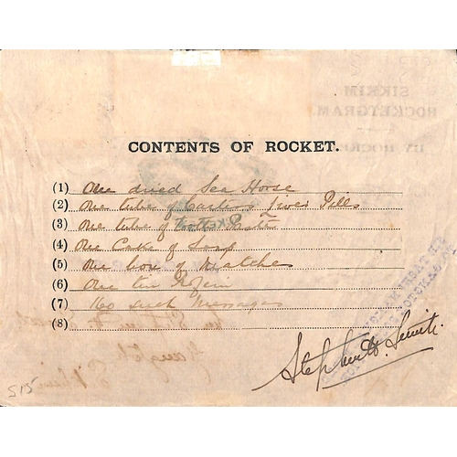 108 - Sikkim Rocket Mail. 1935 (Sep 27) 