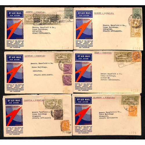 119 - Singapore. 1933 (Dec 8-15) Imperial Airways London to Singapore printed first flight envelopes, from... 