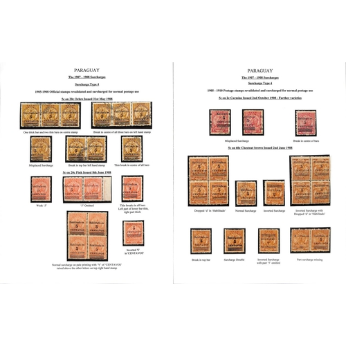 1274 - 1895-1909 Surcharge and overprint issues and telegraph stamps, the fine study written up on 47 pages... 