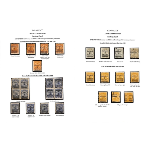 1274 - 1895-1909 Surcharge and overprint issues and telegraph stamps, the fine study written up on 47 pages... 