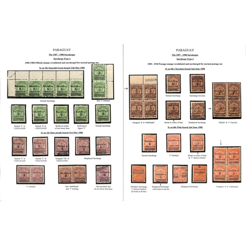 1274 - 1895-1909 Surcharge and overprint issues and telegraph stamps, the fine study written up on 47 pages... 