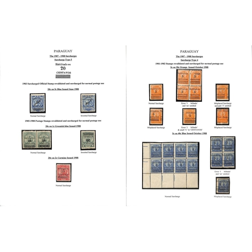 1274 - 1895-1909 Surcharge and overprint issues and telegraph stamps, the fine study written up on 47 pages... 